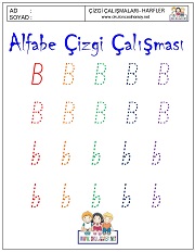 b harfi çizgi çalışması